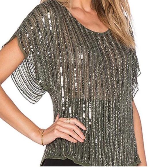 Parker Sequin Beaded Silver Formal Blouse Sz XS - Picture 1 of 6